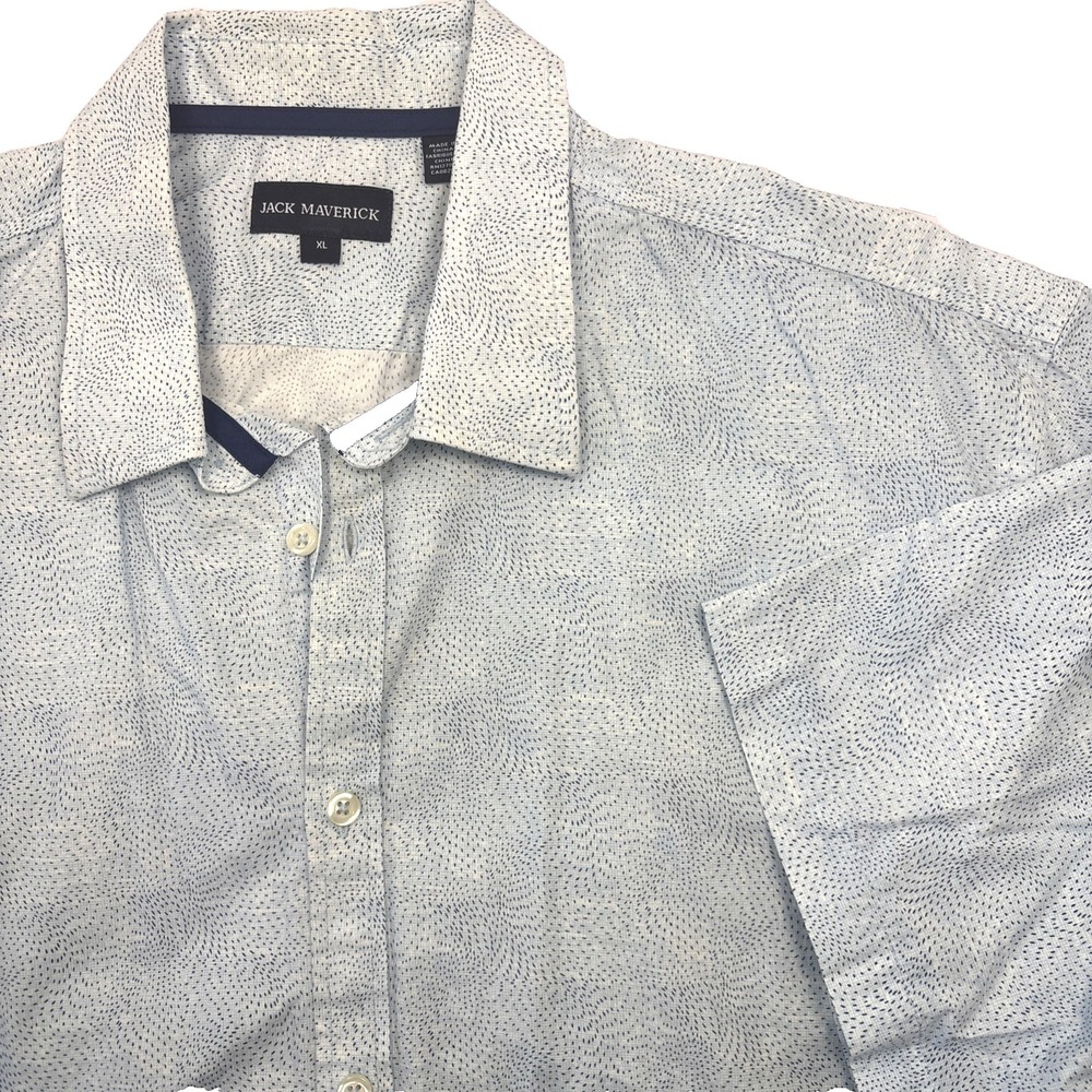 Jack Maverick Mens Shirt XL 100% Cotton Short Sleeve Graphic Print Button Blue
